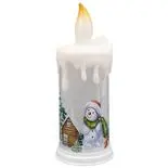 Candela decorativa pentru Craciun Holly, Om de zapada cu casuta 24cm